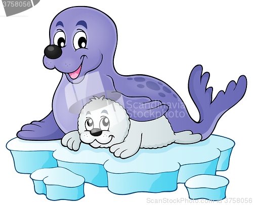 Image of Happy seal with pup theme 1