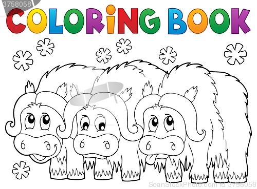 Image of Coloring book with three muskoxen