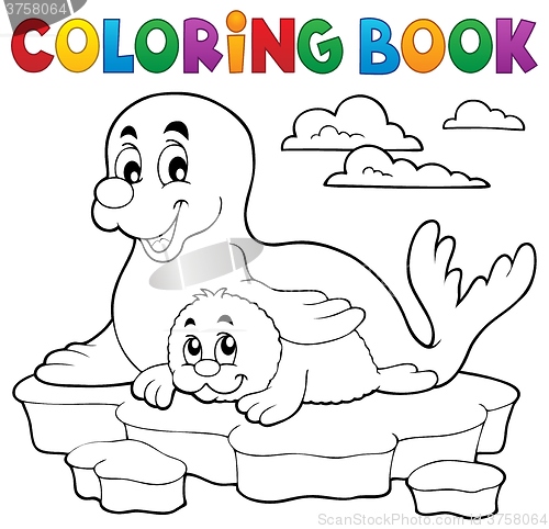 Image of Coloring book happy seal with pup