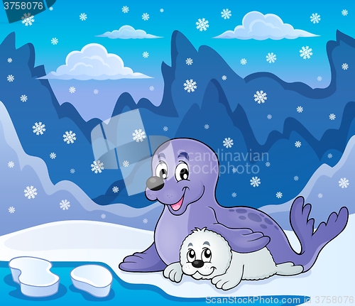 Image of Happy seal with pup theme 3