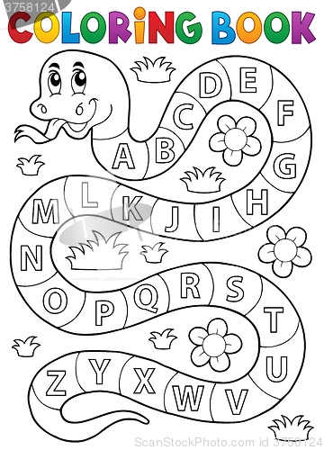 Image of Coloring book snake with alphabet theme