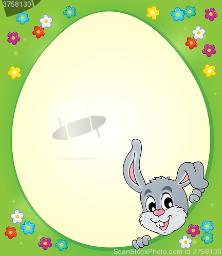 Image of Egg shaped frame with lurking bunny 1