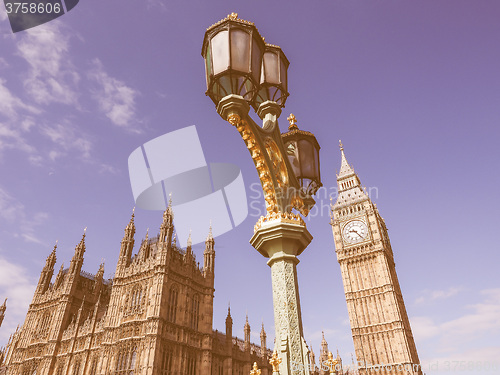 Image of Retro looking Houses of Parliament in London