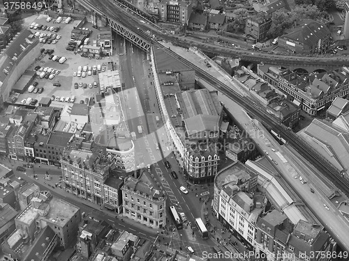 Image of Black and white Aerial view of London