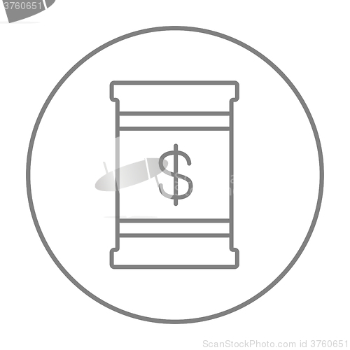 Image of Barrel with dollar symbol line icon.