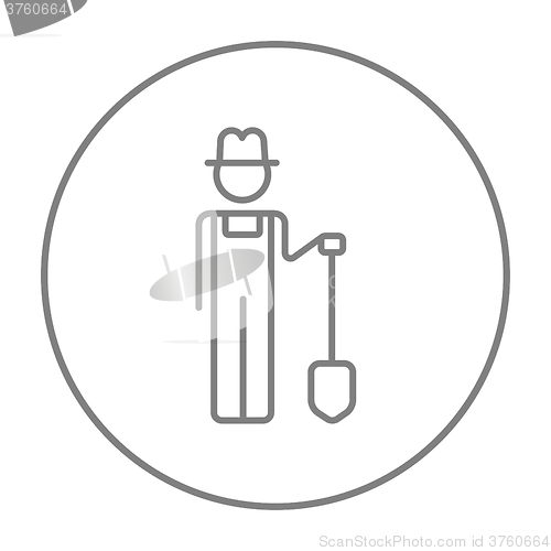 Image of Farmer with shovel line icon.