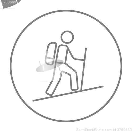 Image of Tourist backpacker line icon.