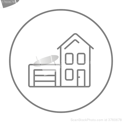 Image of House with garage line icon.