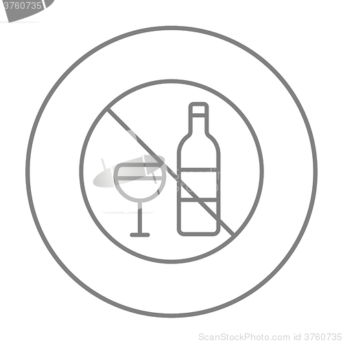 Image of No alcohol sign line icon.