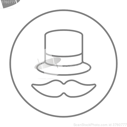 Image of Hat and mustache line icon.