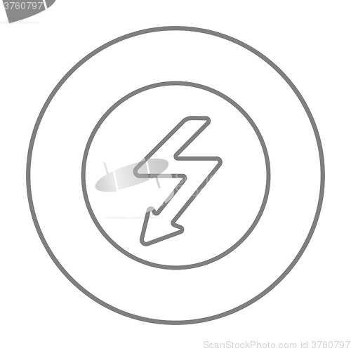 Image of Lightning arrow downward line icon.