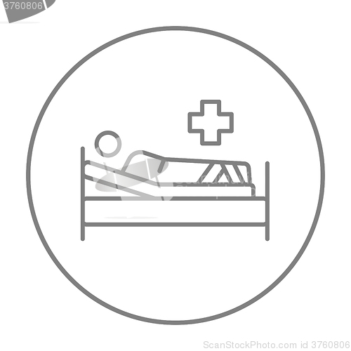 Image of Patient lying on bed line icon.