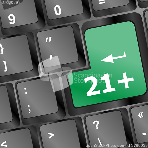 Image of only 21 plus button on keyboard vector illustration