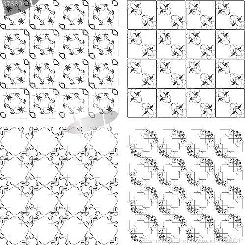 Image of Set of 6 black and white Scandinavian trend seamless pattern - black cross, polka dots, arrow