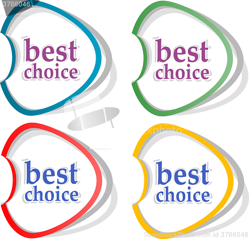 Image of Best choice, offer and seller labels with ribbon. Vector.