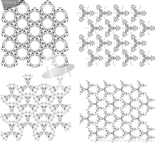 Image of Vector Geometric Seamless Patterns Set. Monochrome Textures on white