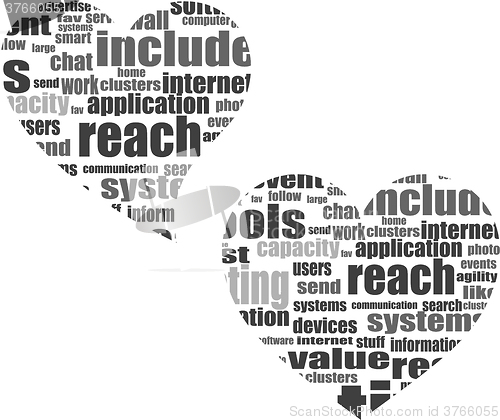 Image of vector Social media love concept in word tag cloud of think bubble