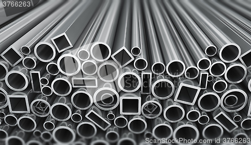 Image of Stack of steel pipes