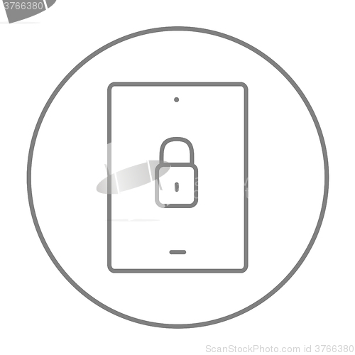 Image of Digital tablet security line icon.