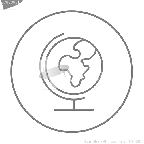 Image of World globe on stand line icon.