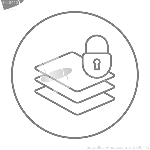 Image of Stack of papers with lock line icon.