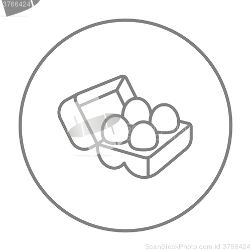 Image of Eggs in carton package line icon.