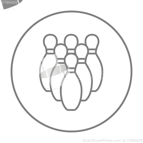 Image of Bowling pins line icon.