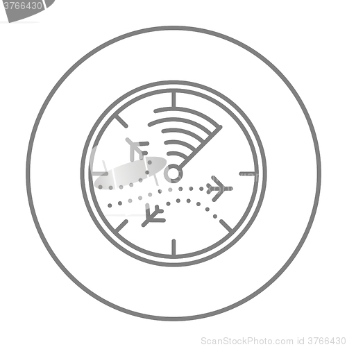 Image of Radar screen with planes line icon.