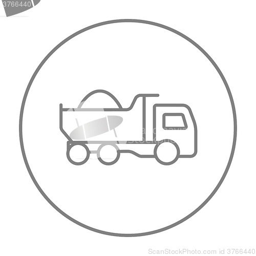 Image of Dump truck line icon.