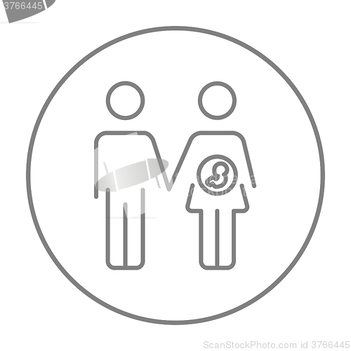 Image of Husband with pregnant wife line icon.