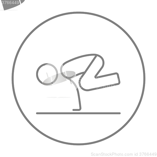 Image of Man practicing yoga line icon.