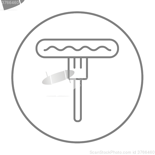 Image of Sausage on fork line icon.