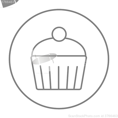 Image of Cupcake with cherry line icon.