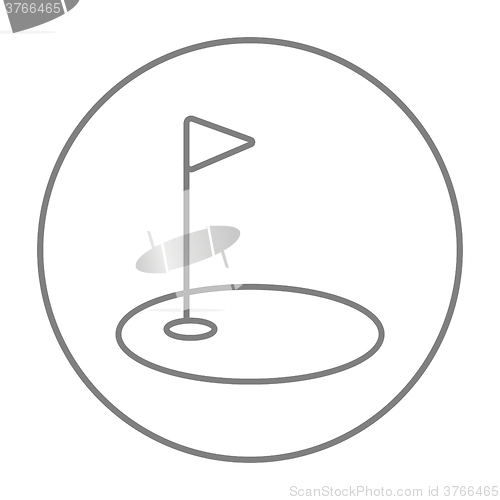 Image of Golf hole with flag line icon.