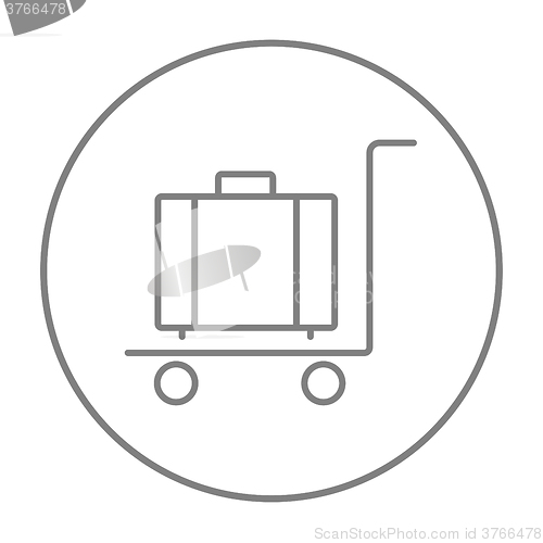 Image of Luggage on trolley line icon.
