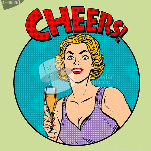 Image of Cheers toast celebration woman