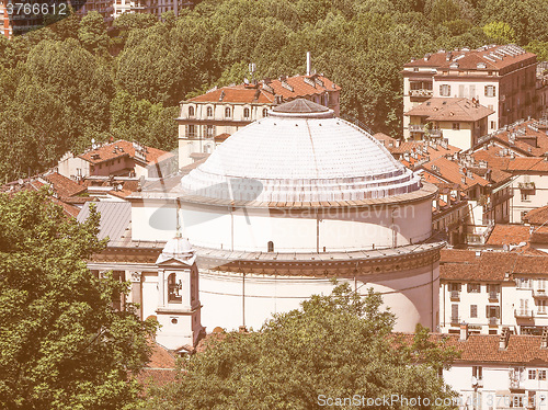 Image of Retro looking Gran Madre church in Turin