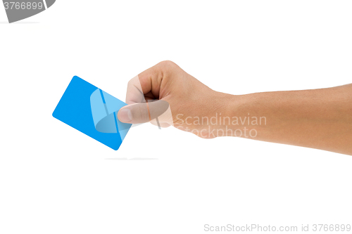 Image of Hand holding plastic credit card