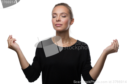 Image of Beautiful woman relaxation on white background