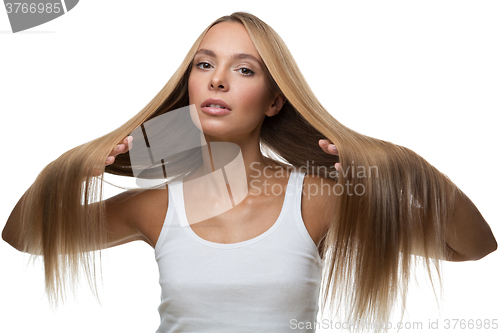 Image of Beautiful blonde girl with long hair