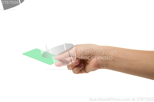 Image of Hand holding plastic credit card