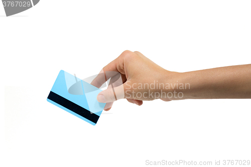 Image of Hand holding plastic credit card