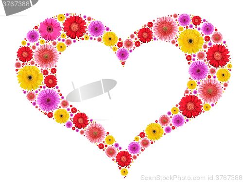 Image of Heart symbol from motley flowers on white