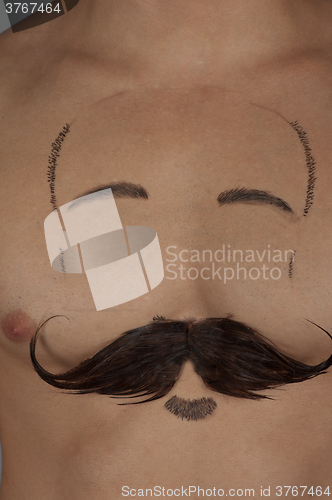 Image of male torso with moustache