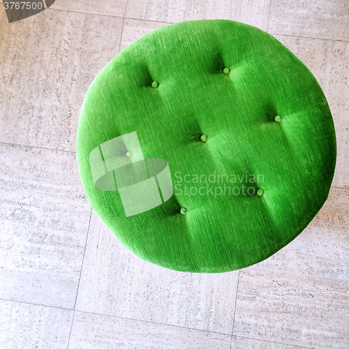 Image of Round green velvet stool