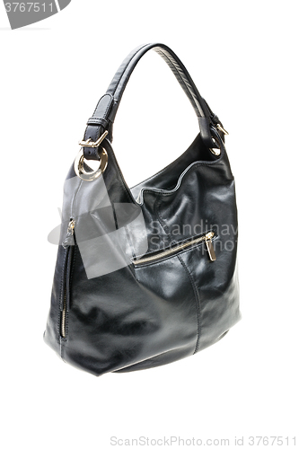 Image of Black womens bag isolated on white background.