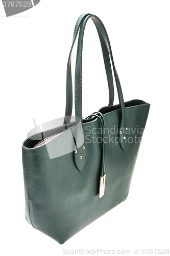 Image of Green womens bag isolated on white background.