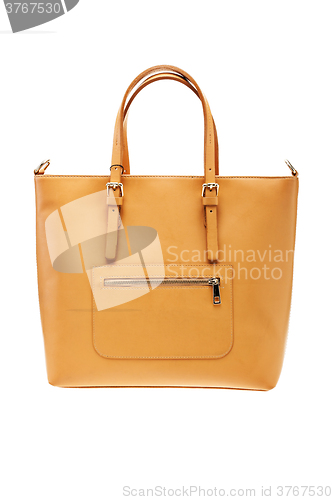 Image of Yellow womens bag isolated on white background.