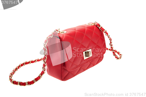 Image of Red womens bag isolated on white background.