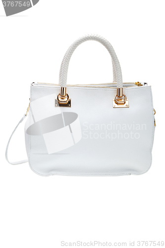 Image of White womens bag isolated on white background.